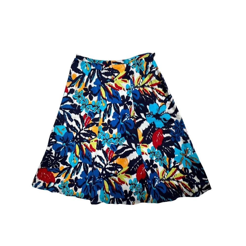 Chico's Floral Print Skirt Colorful‎ A-Line Cotton Blend Chico's Size 1 (M)